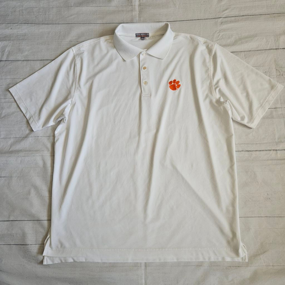 Peter Millar Summer Comfort White Clemson College Polo Mens XL